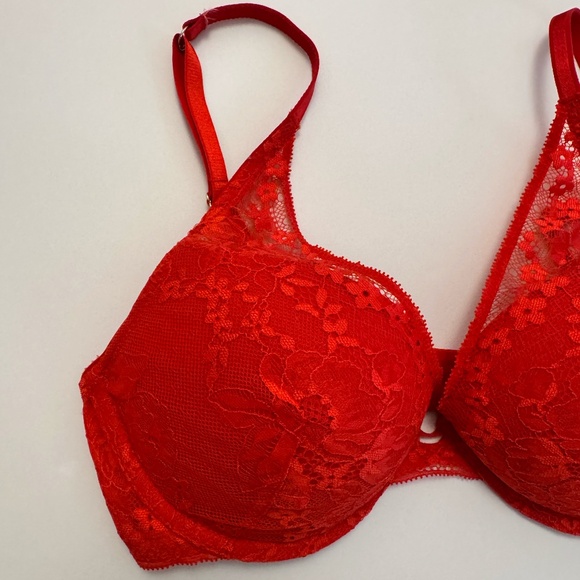 Red Lace Padded Push-Up Bra – Size 34B/C - Picture 1 of 3